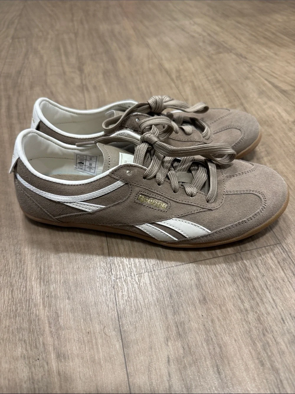 Women’s Reebok Ultra Lo Suede Casual Sneakers in Taupe with White Accents